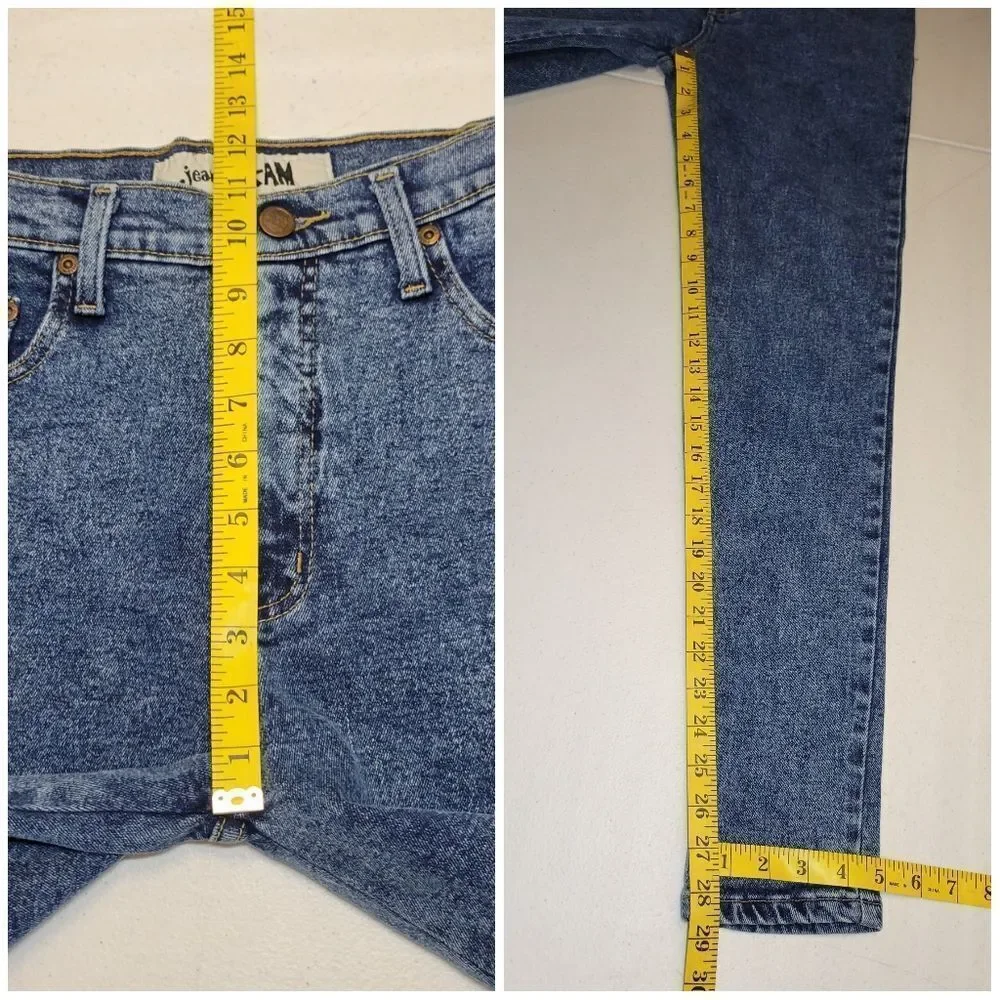 X-AM Jeans Vintage Acid Wash Women's Blue Jeans Stretch High Rise Skinny Mom